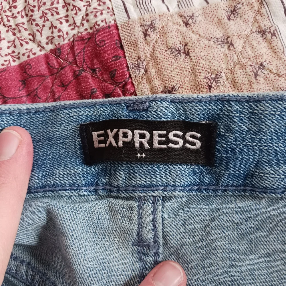 Express Size 6 Shortie Low Rise Rose Patch Womens Denim Shorts - Picture 4 of 6